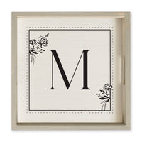 Classic Floral Initial Personalized Serving Tray