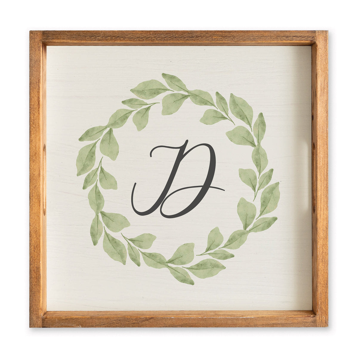 Greenery Laurel Initial Personalized Serving Tray