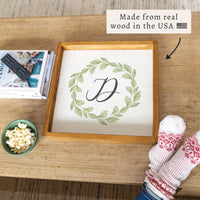 Greenery Laurel Initial Personalized Serving Tray