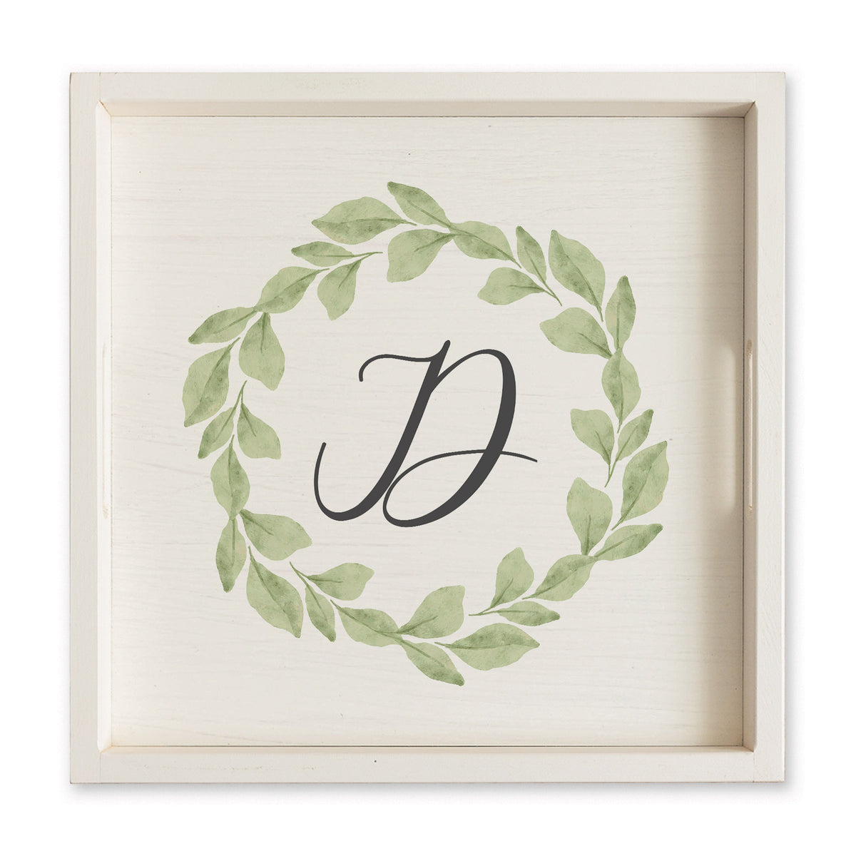 Greenery Laurel Initial Personalized Serving Tray