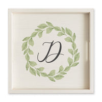 Greenery Laurel Initial Personalized Serving Tray