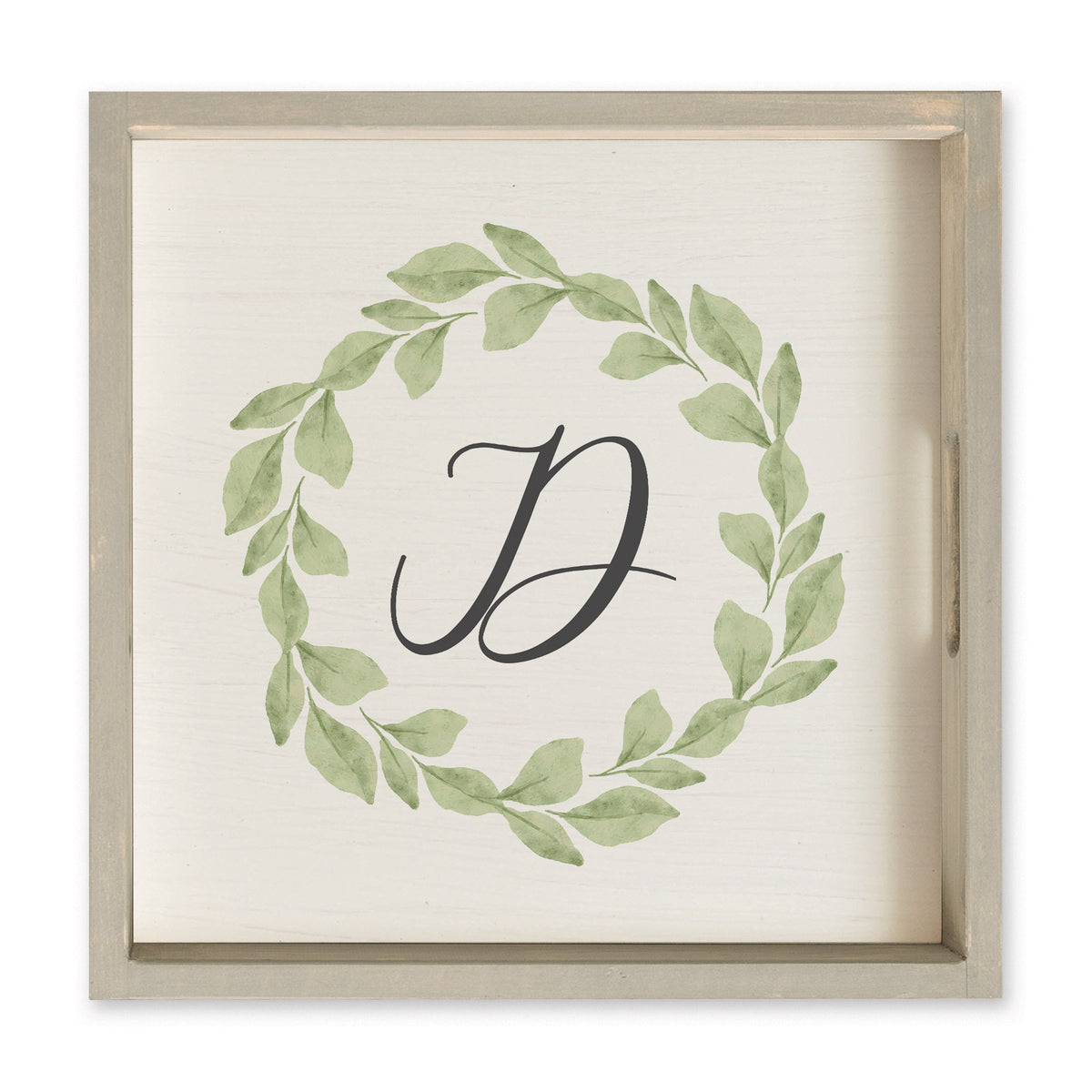 Greenery Laurel Initial Personalized Serving Tray