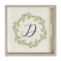 Greenery Laurel Initial Personalized Serving Tray