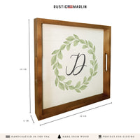 Greenery Laurel Initial Personalized Serving Tray