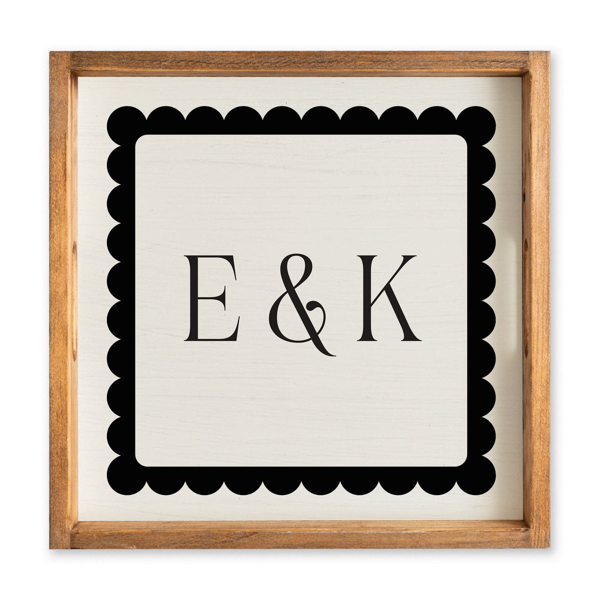 Scalloped Monogram Personalized Serving Tray