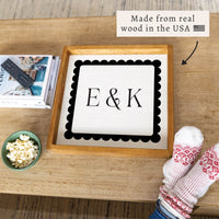 Scalloped Monogram Personalized Serving Tray