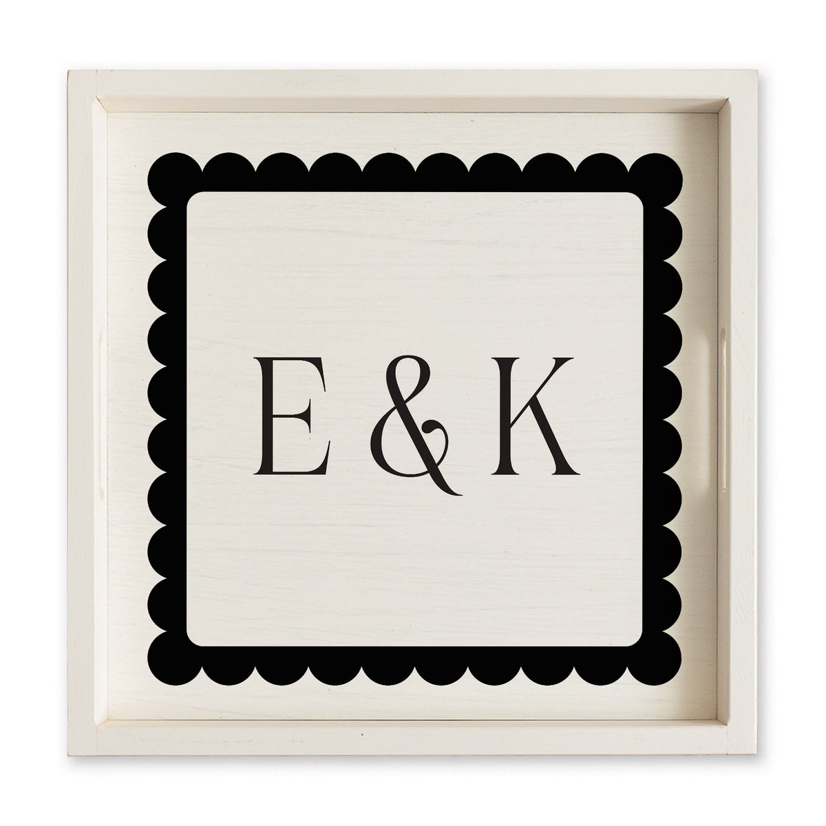 Scalloped Monogram Personalized Serving Tray