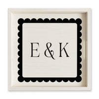 Scalloped Monogram Personalized Serving Tray