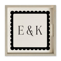 Scalloped Monogram Personalized Serving Tray
