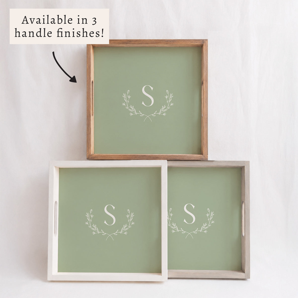 Monogram Laurel Personalized Serving Tray