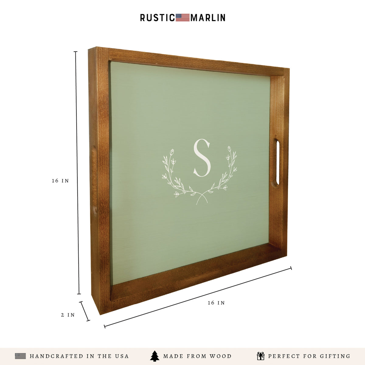 Monogram Laurel Personalized Serving Tray