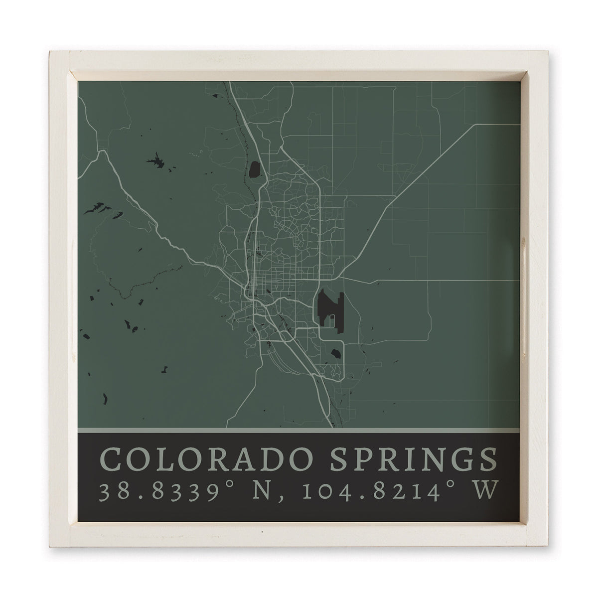Map Colorado Springs City Grid Serving Tray