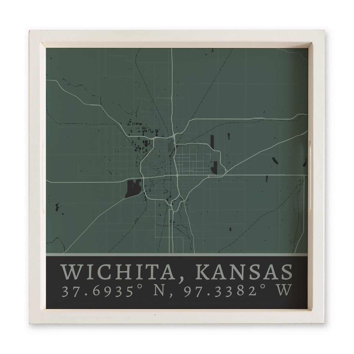 Map Wichita City Grid Serving Tray