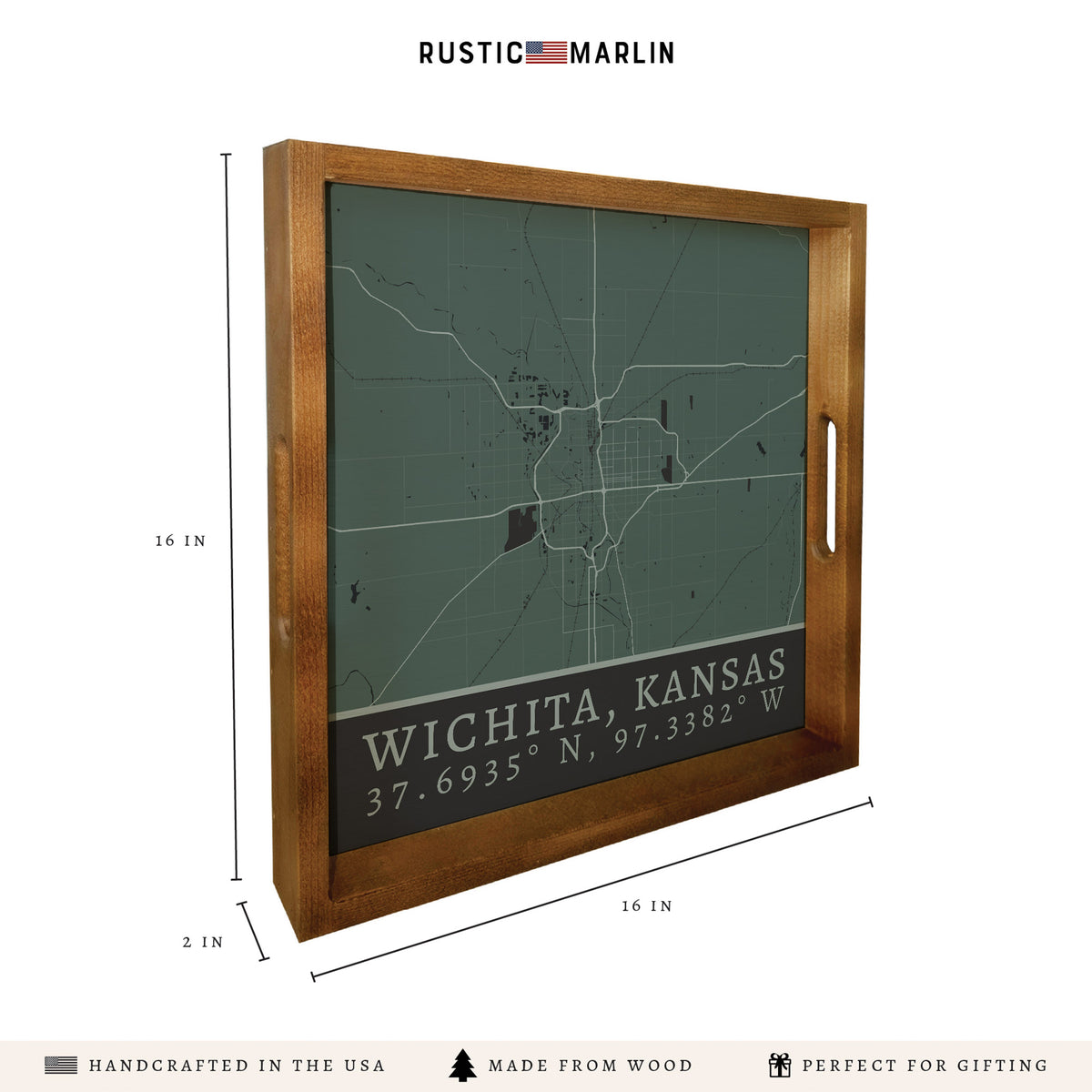 Map Wichita City Grid Serving Tray