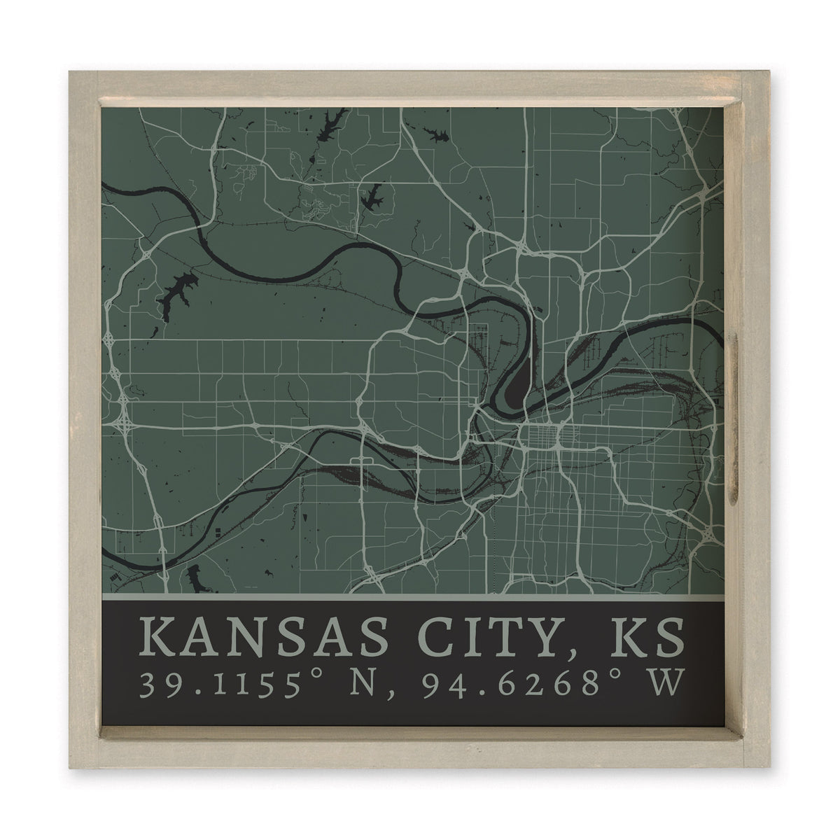 Map Kansas City City Grid Serving Tray
