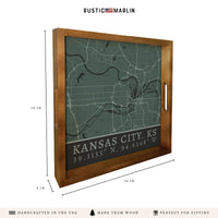 Map Kansas City City Grid Serving Tray