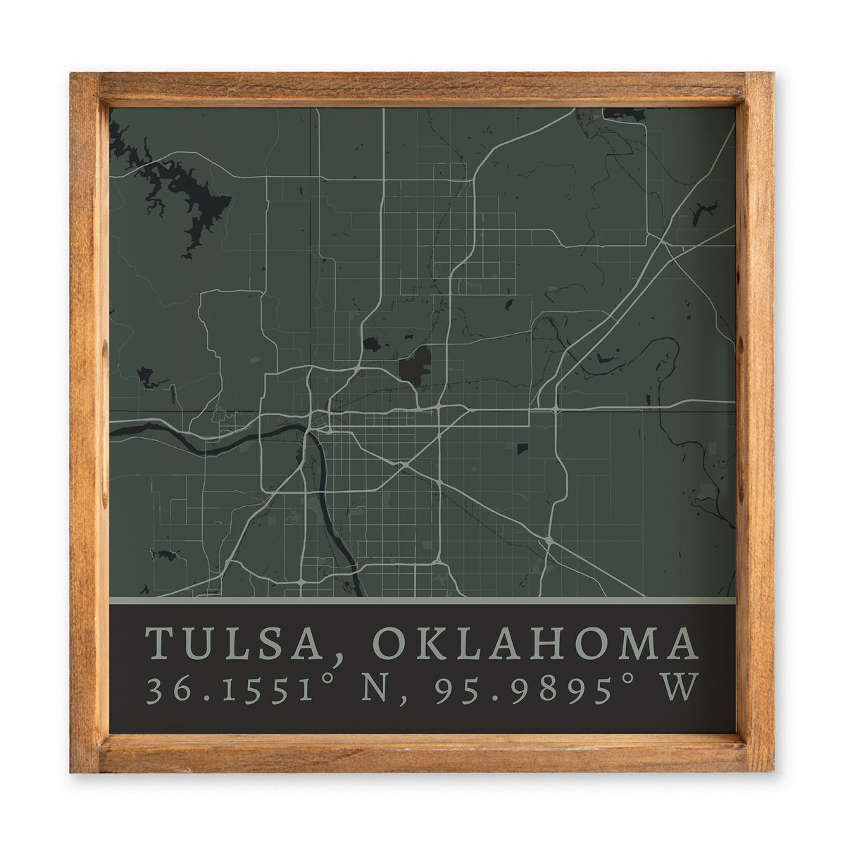 Map Tulsa City Grid Serving Tray