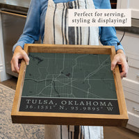 Map Tulsa City Grid Serving Tray