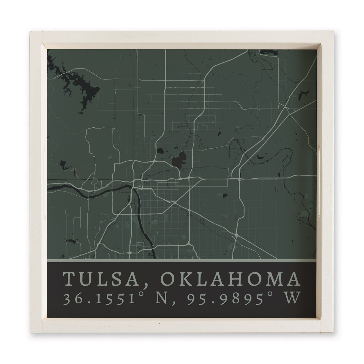 Map Tulsa City Grid Serving Tray