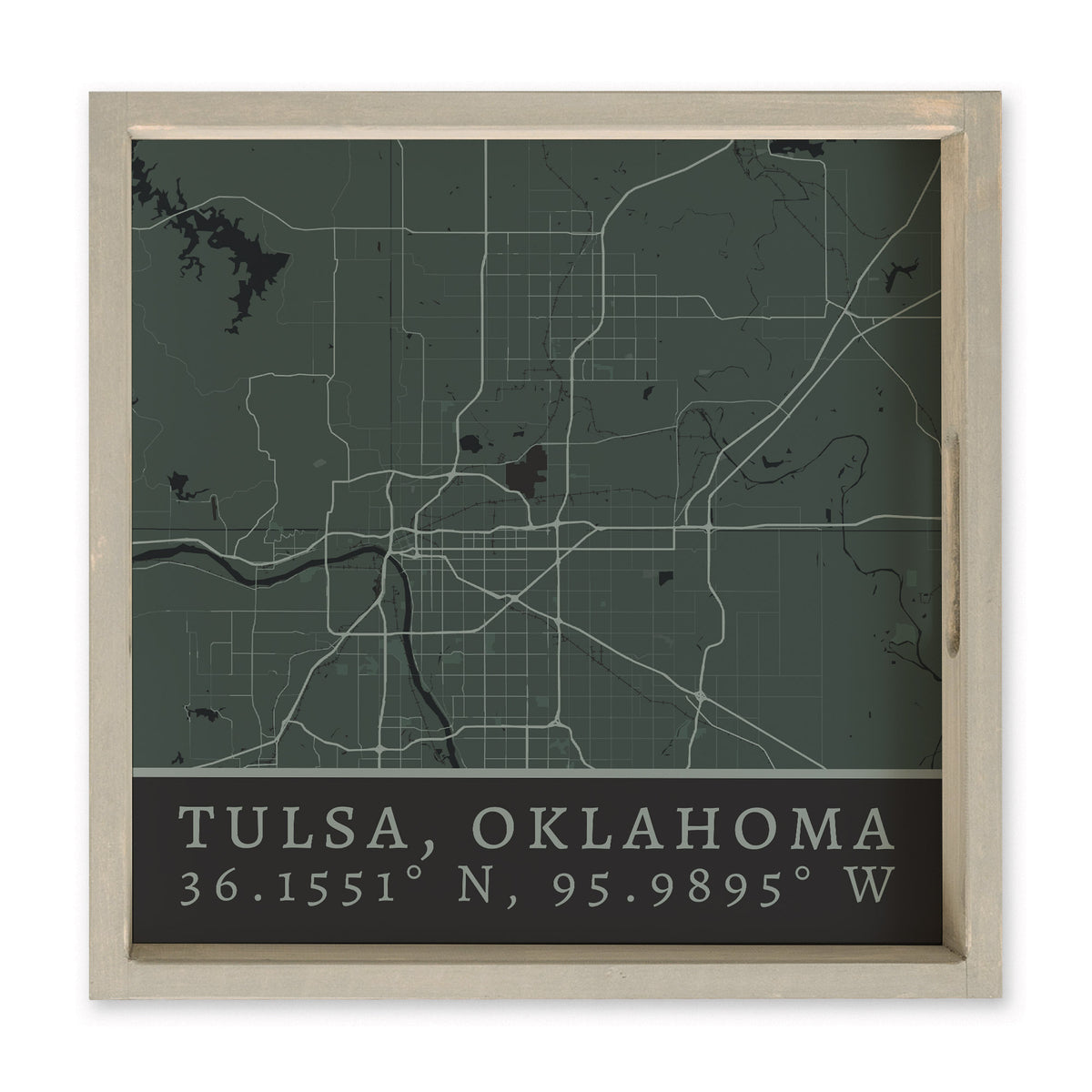Map Tulsa City Grid Serving Tray