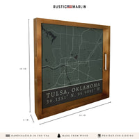 Map Tulsa City Grid Serving Tray