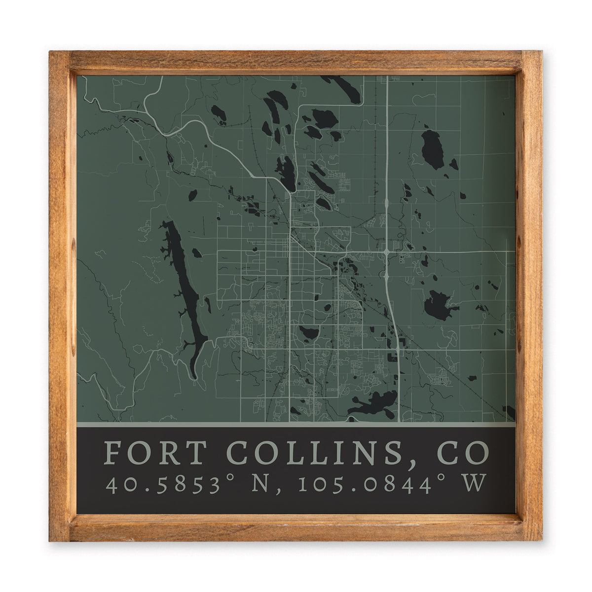 Map Fort Collins City Grid Serving Tray