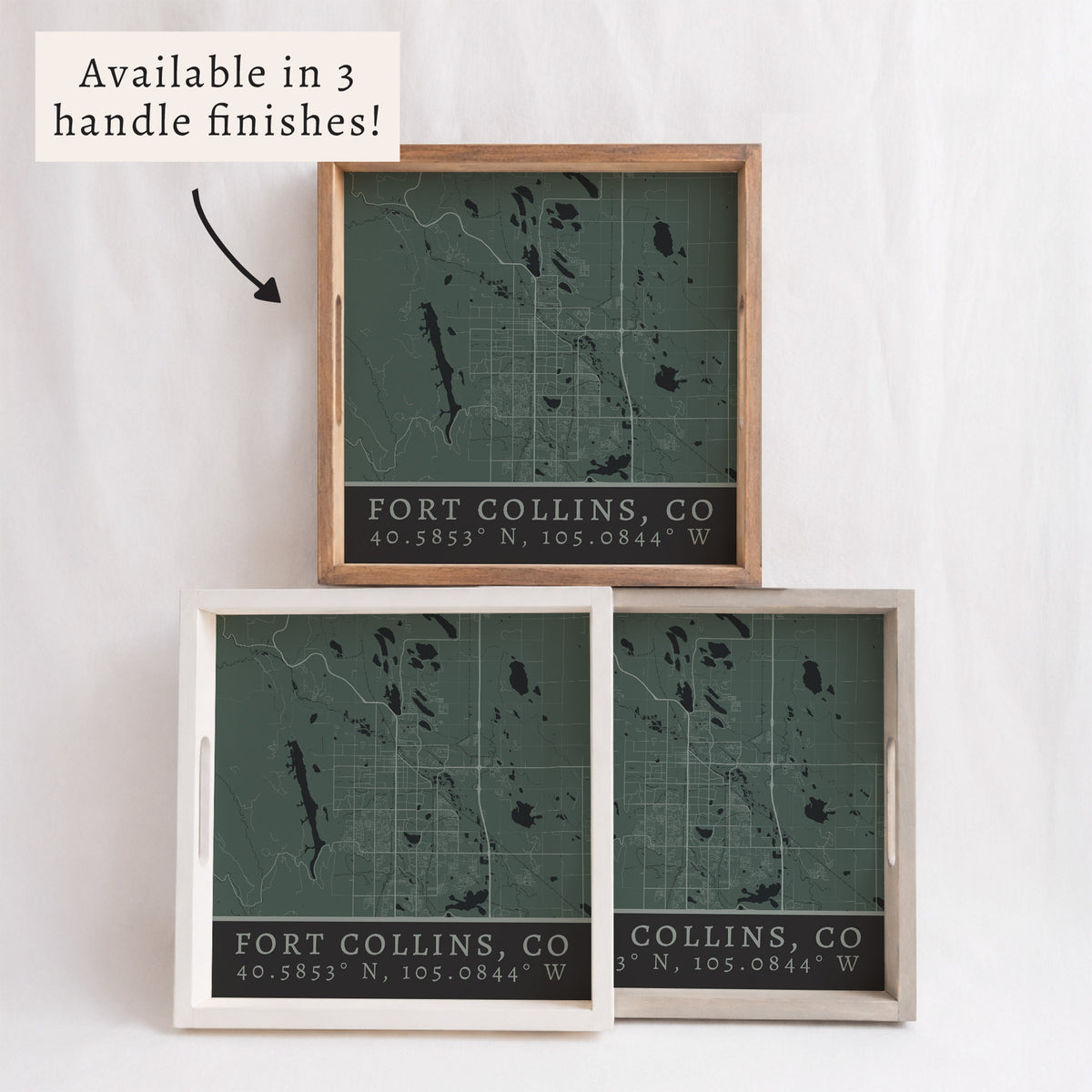 Map Fort Collins City Grid Serving Tray