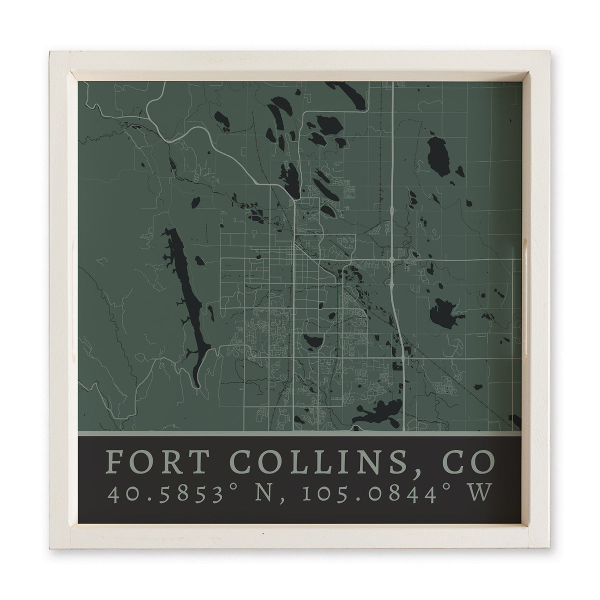 Map Fort Collins City Grid Serving Tray