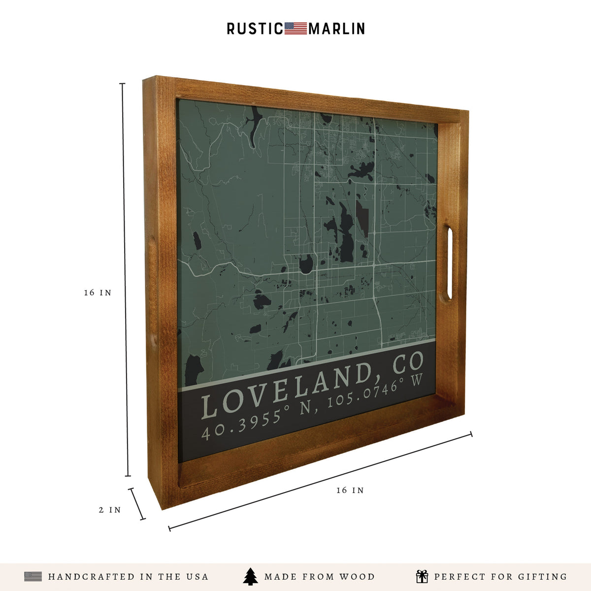 Map Loveland City Grid Serving Tray