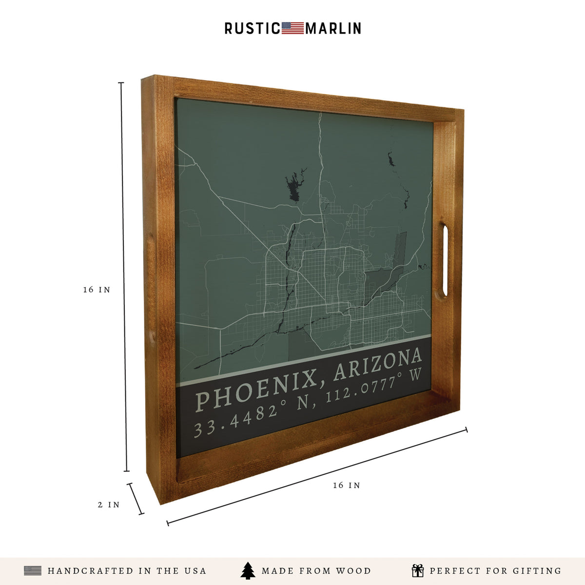 Map Phoenix City Grid Serving Tray