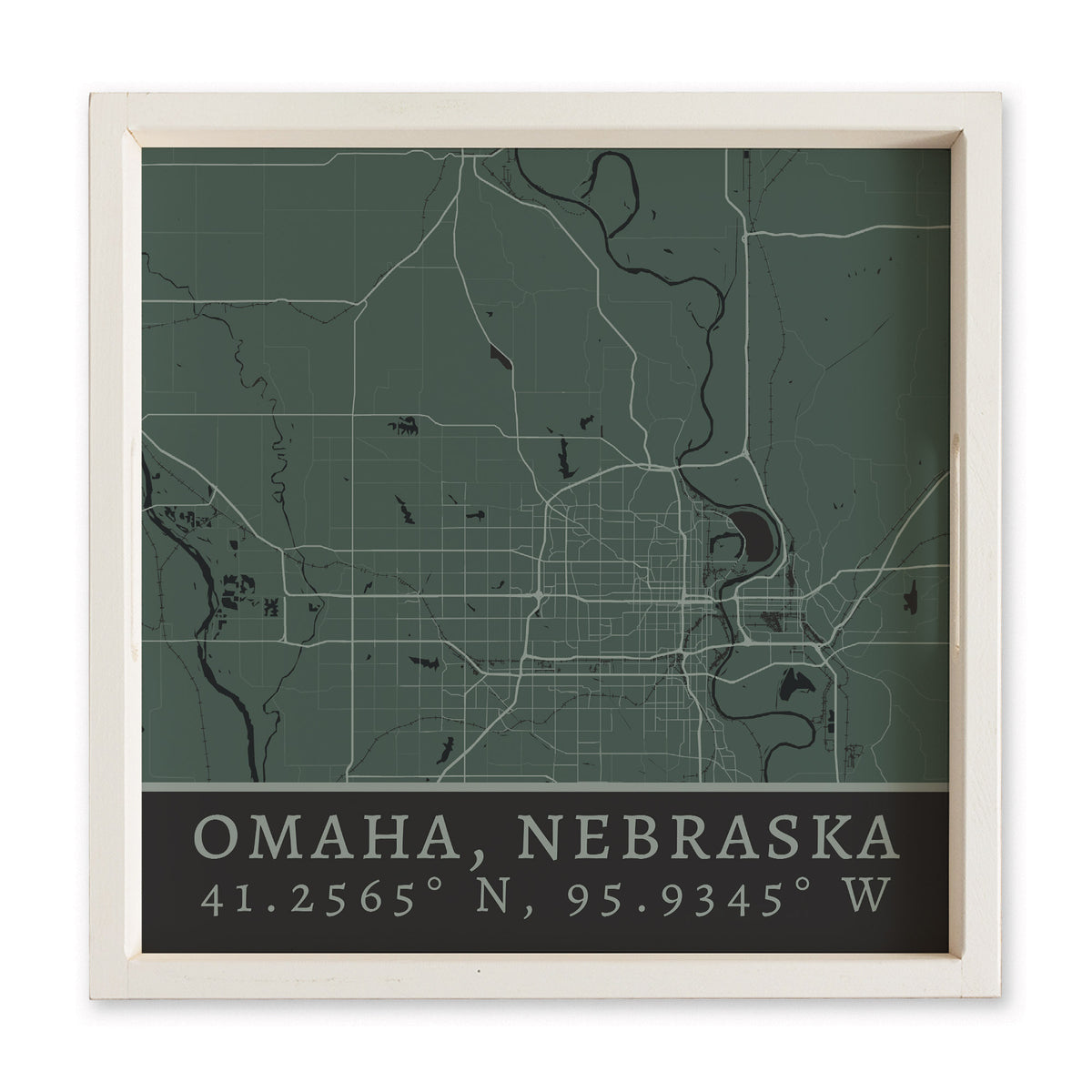 Map Omaha City Grid Serving Tray