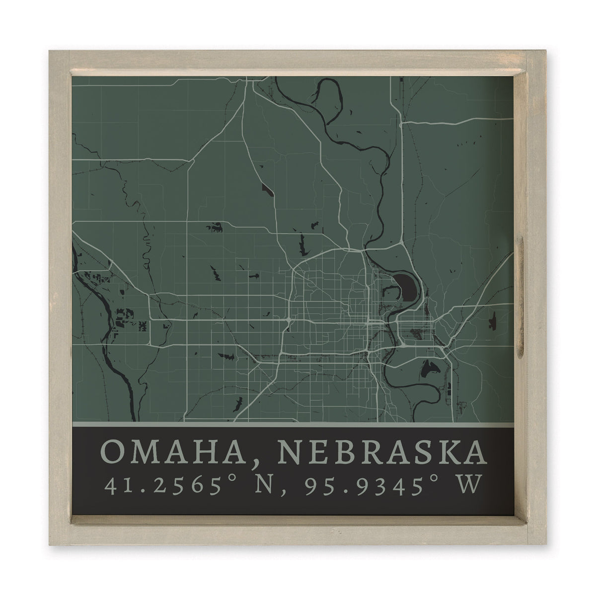 Map Omaha City Grid Serving Tray