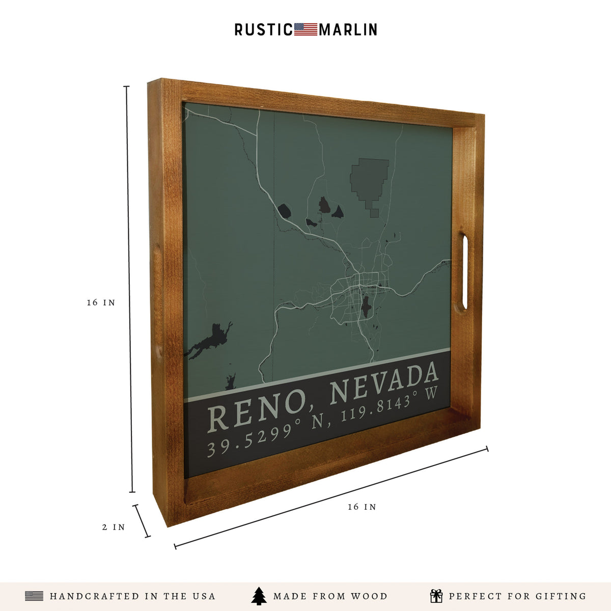 Map Reno City Grid Serving Tray