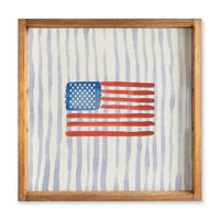 Watercolor American Striped Serving Tray | Wooden Tray