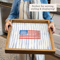 Watercolor American Striped Serving Tray | Wooden Tray