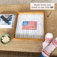 Watercolor American Striped Serving Tray | Wooden Tray