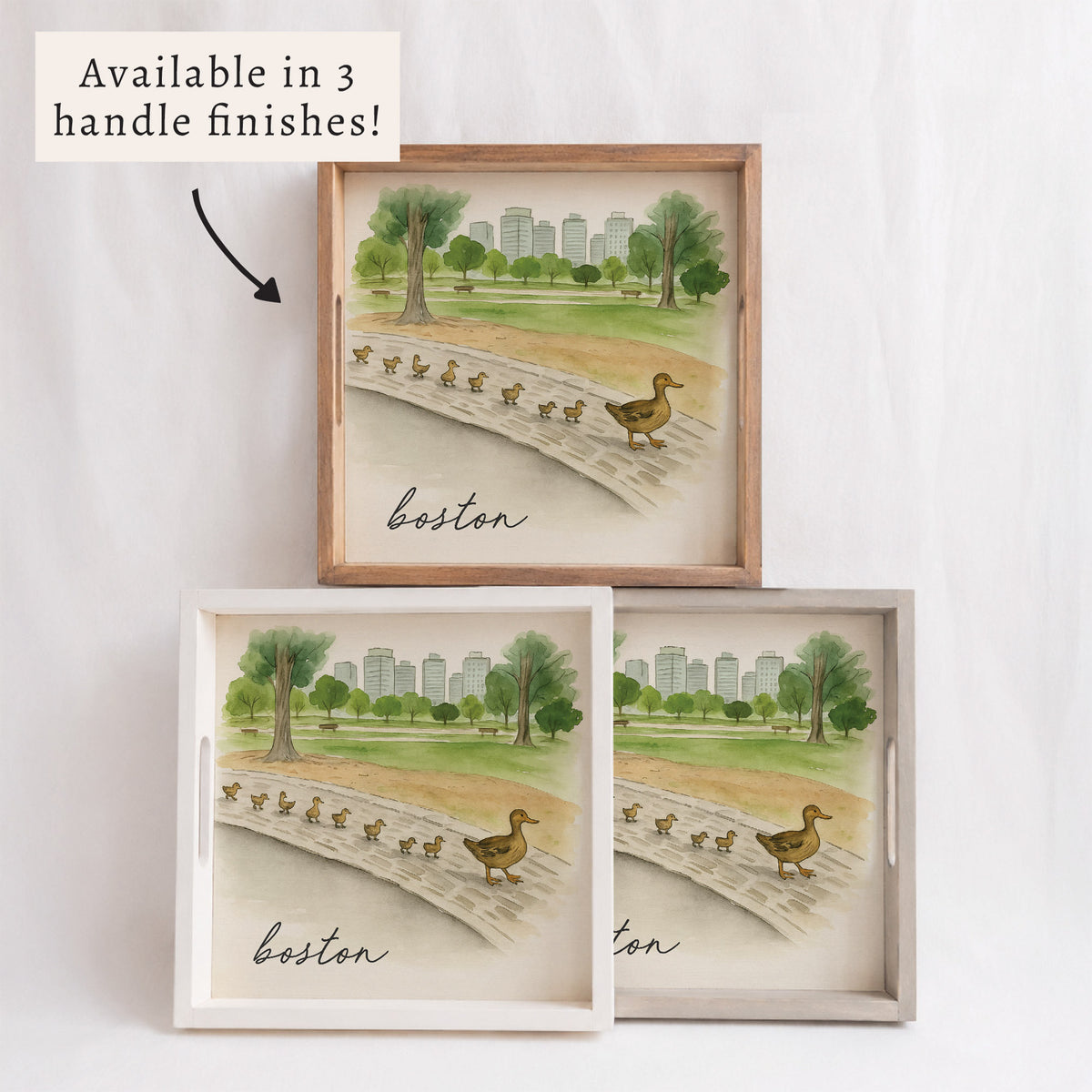 Boston Watercolor Ducklings Serving Tray