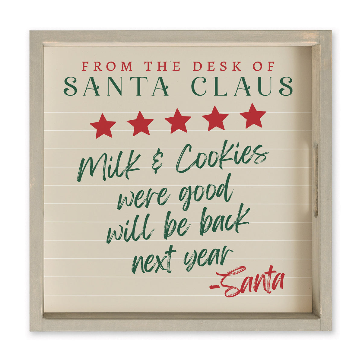 Santa Claus Milk & Cookies Serving Tray