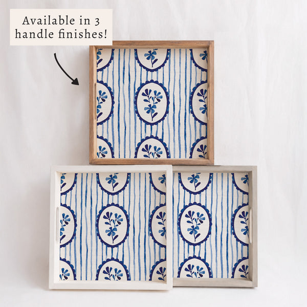 Indigo Bloom Serving Tray
