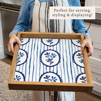 Indigo Bloom Serving Tray