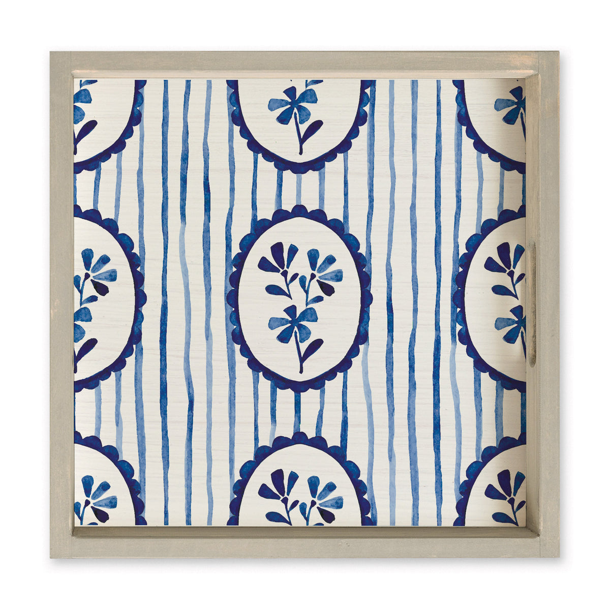 Indigo Bloom Serving Tray