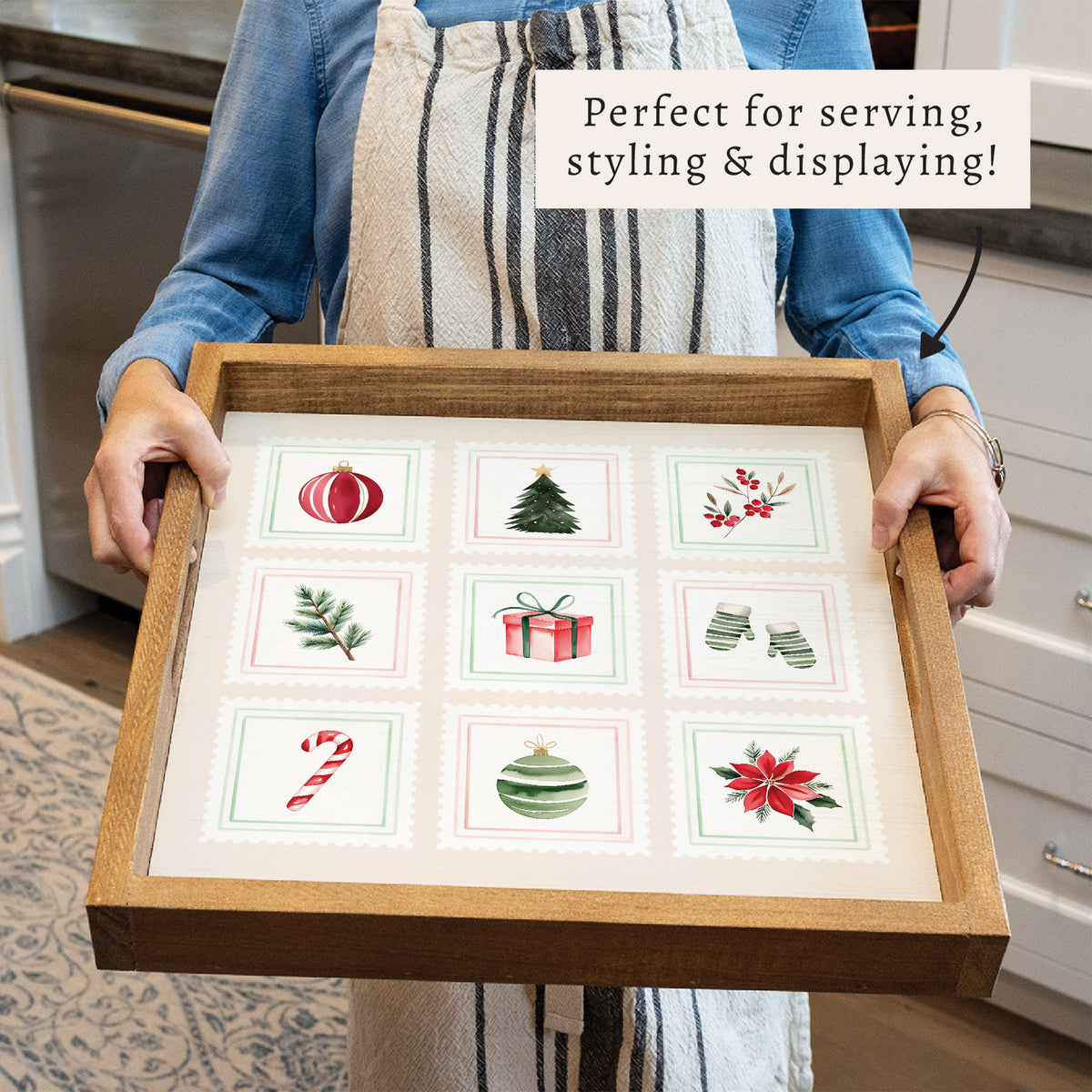 Christmas Stamps Serving Tray