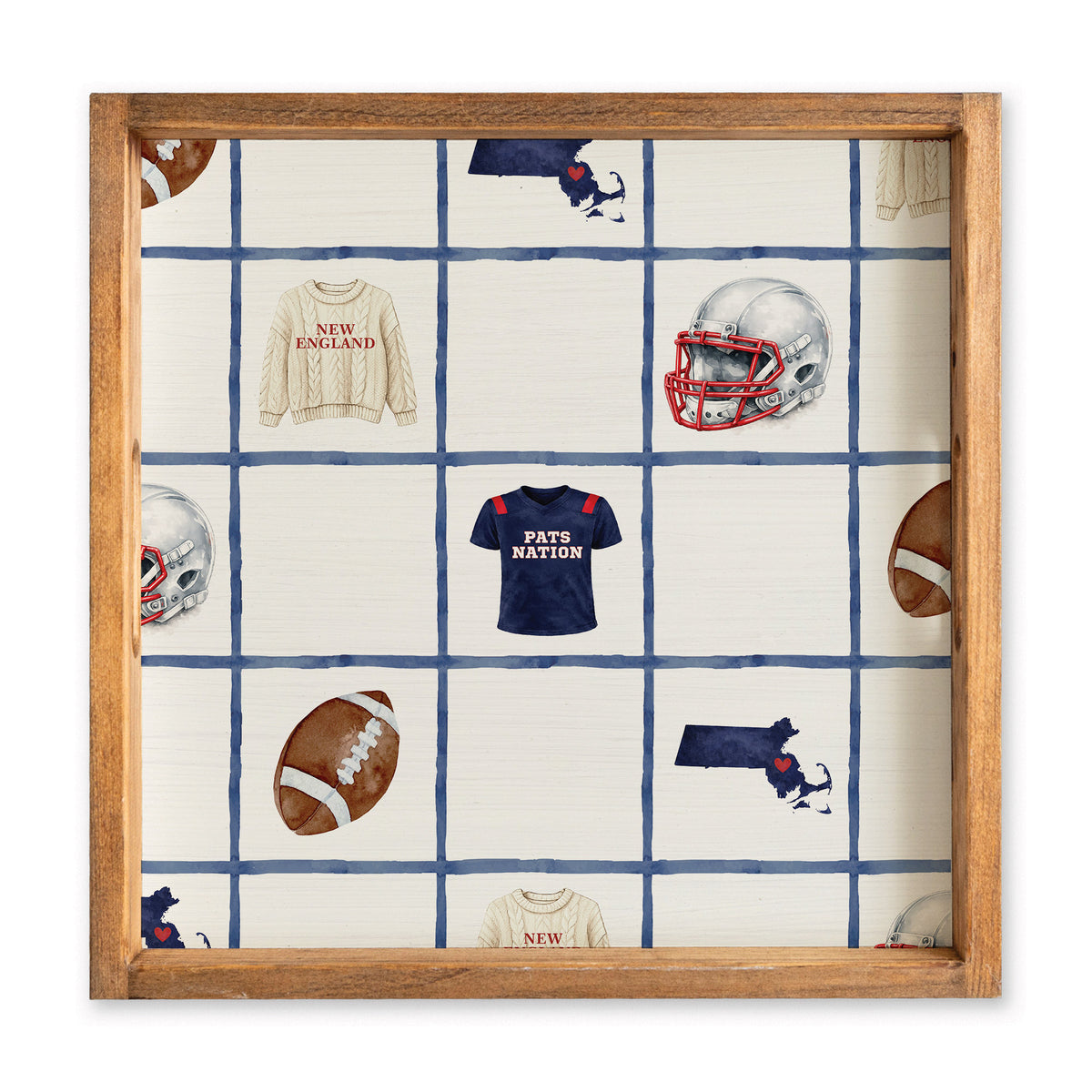 New England Football Icons Serving Tray
