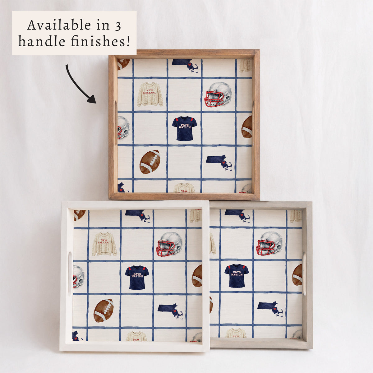 New England Football Icons Serving Tray