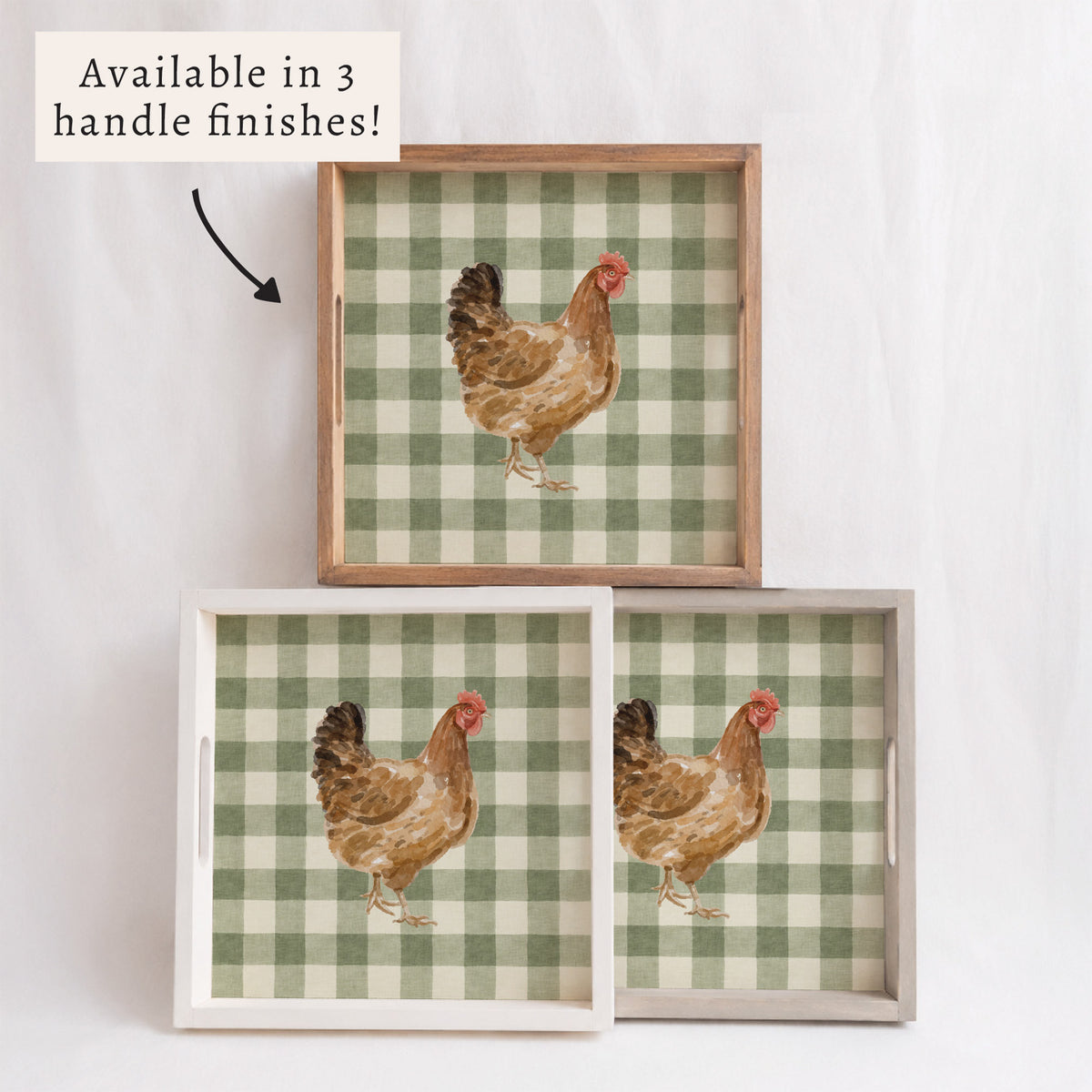 Chicken Gingham Serving Tray