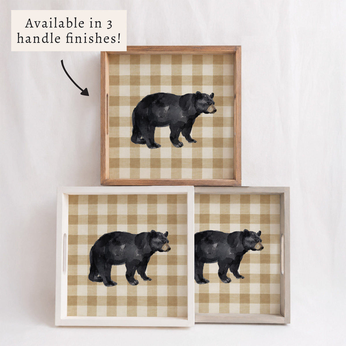 Black Bear Gingham Serving Tray