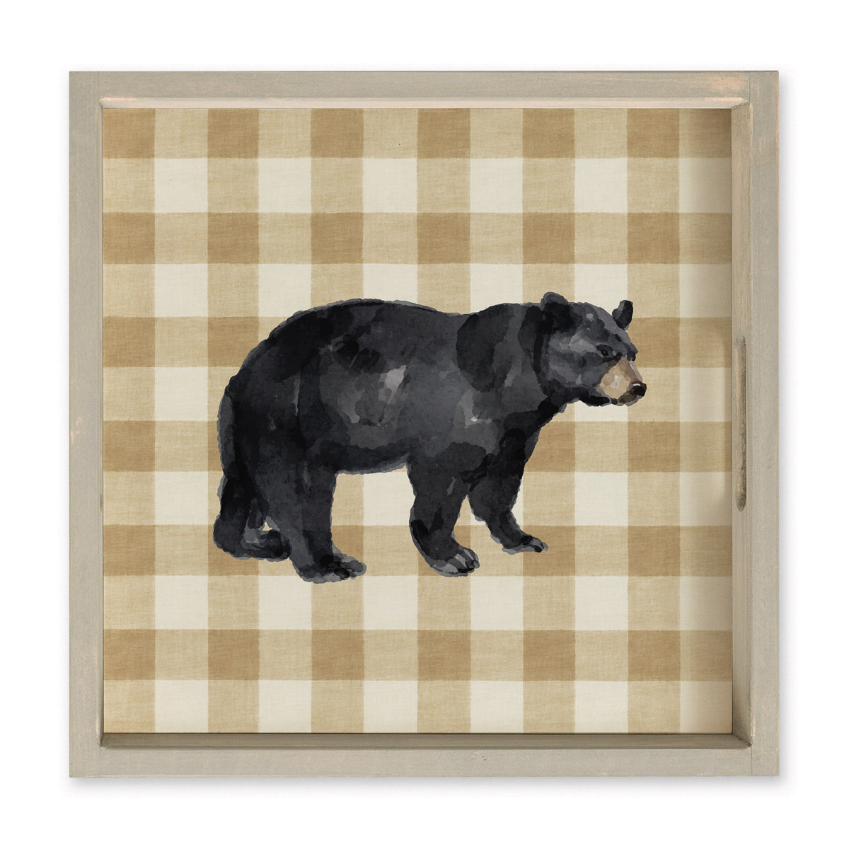 Black Bear Gingham Serving Tray