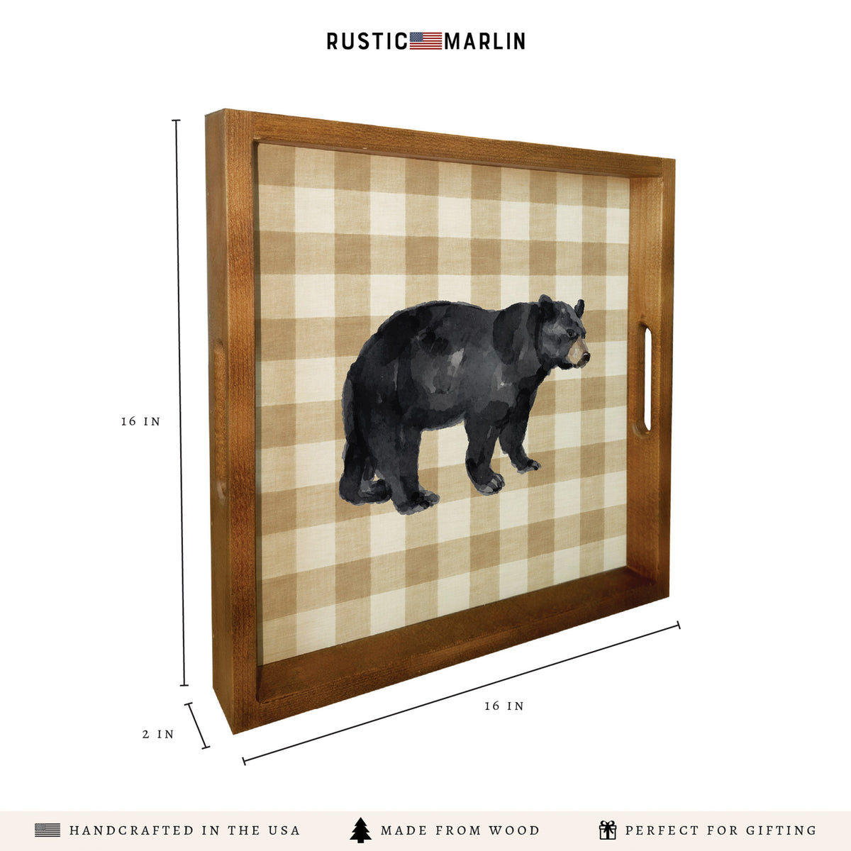 Black Bear Gingham Serving Tray