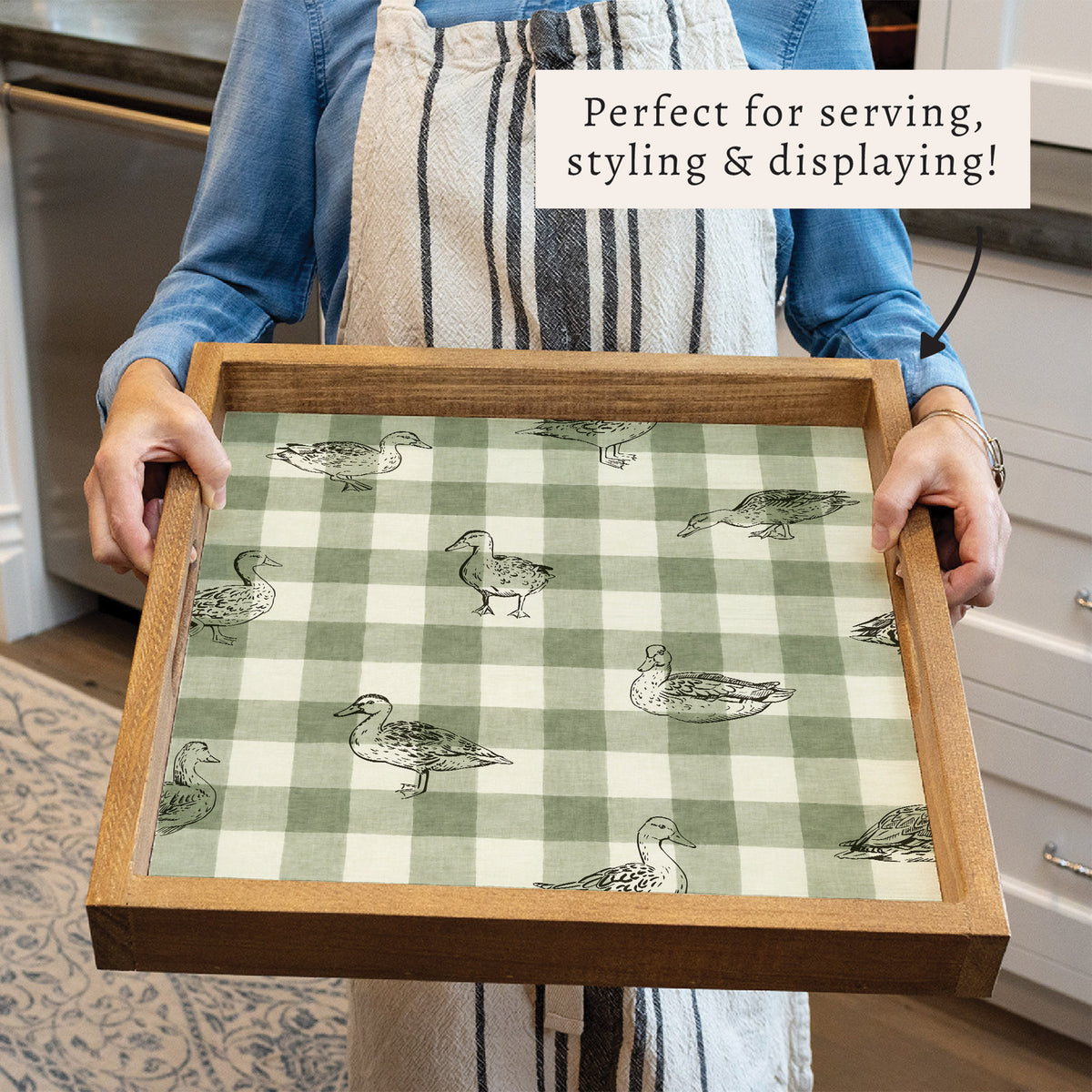 Ducks Gingham Serving Tray