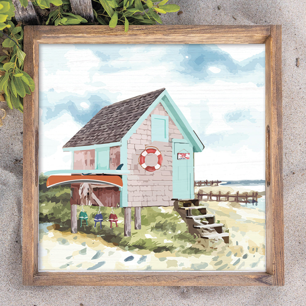 Beach Cottage Wooden Serving Tray